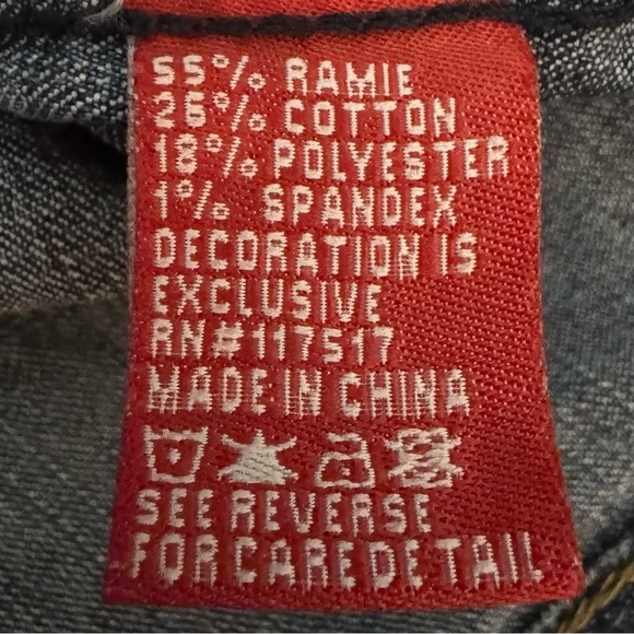 Cos Jeans/JEANBAY Girls XL Blue Denim Jacket with Embroidery Trucker - Picture 6 of 6